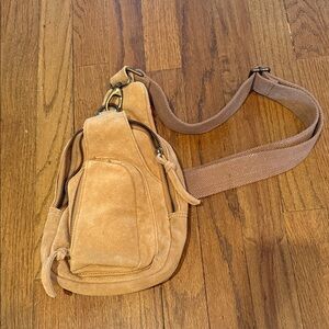 Free People Tan Suede Crossbody Bag